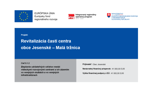 Revitalizácia časti centra - obce Jesenské - malá tržnica